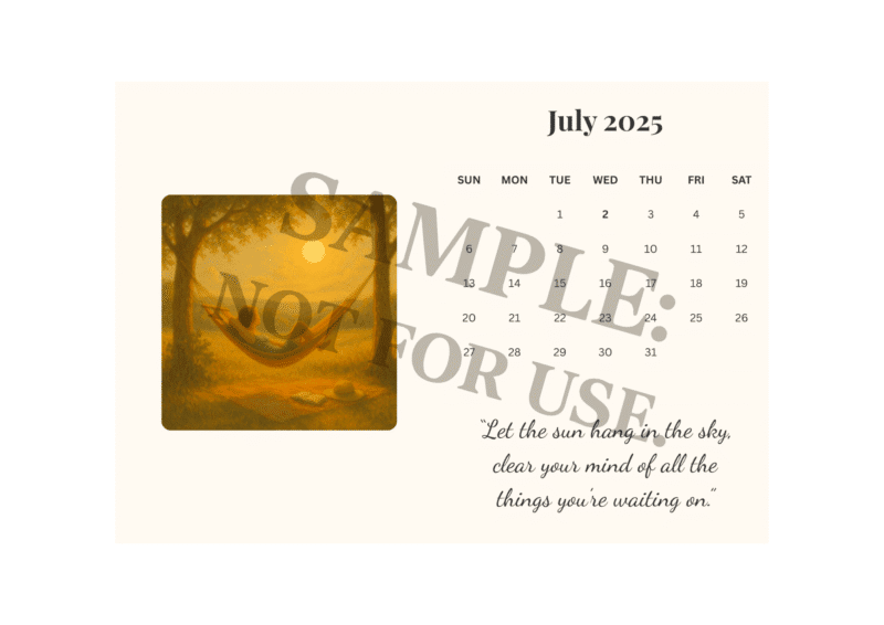QuillSmiths 2025 Calendar - Breathe • Shine • Love (Printable Download) - Image 5