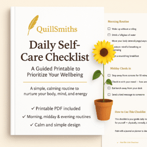 Daily Self-Care Checklist – Printable PDF for Morning, Midday & Evening Wellness