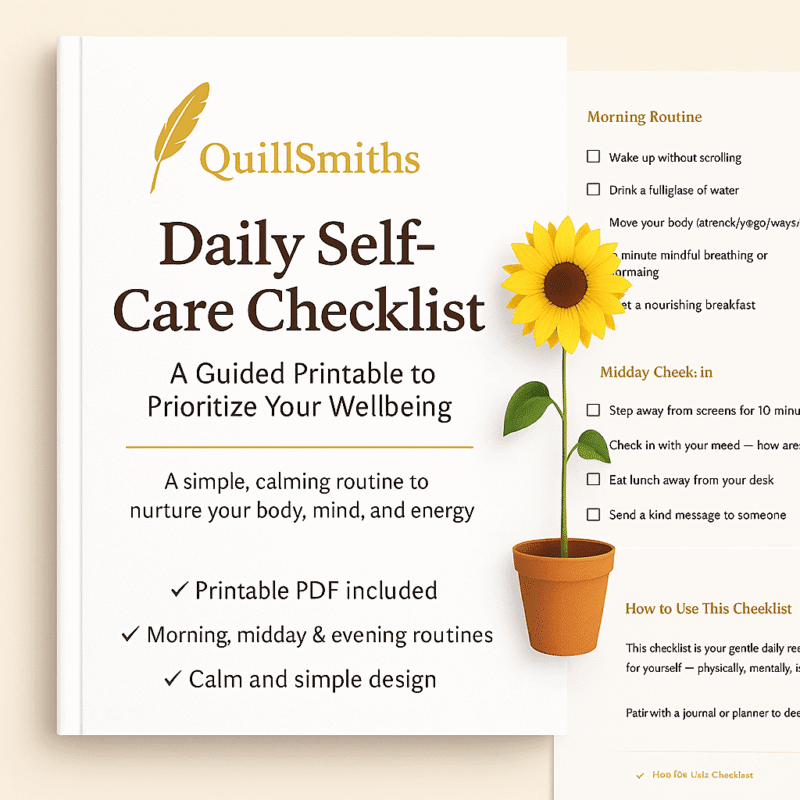 Daily Self-Care Checklist – Printable PDF for Morning, Midday & Evening Wellness